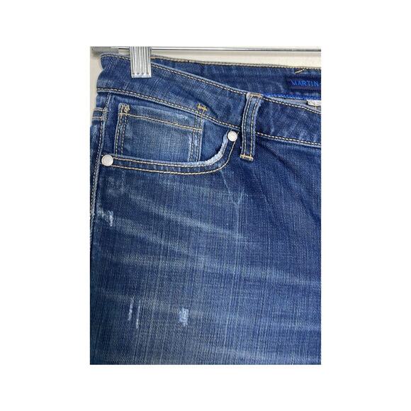 Martin + Osa Womens Blue Denim Bermuda Shorts Distressed Size 29 - Picture 4 of 8